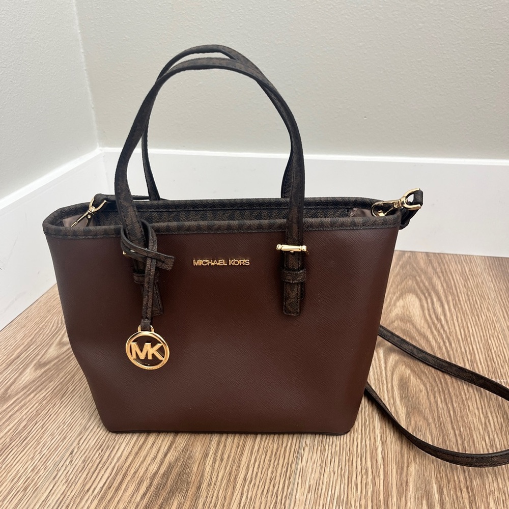 Michael Kors Jet Set Brown Leather Tote Bag
